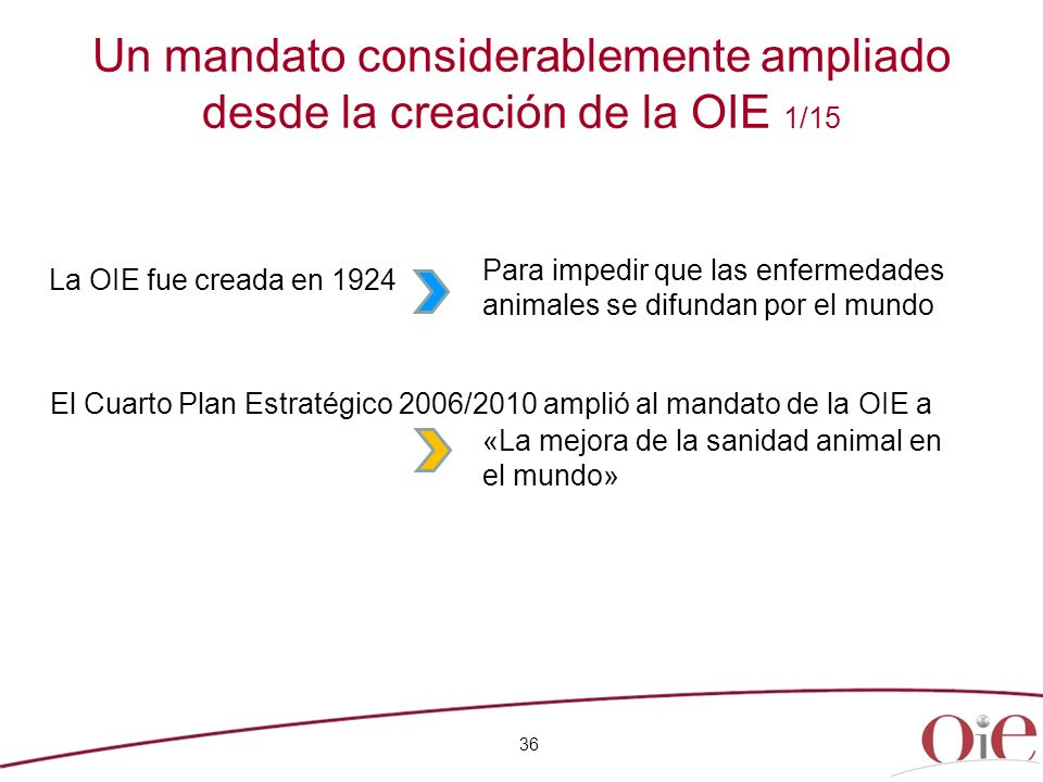Un mandato considerablemente ampliado desde la creación de la OIE 1/15
