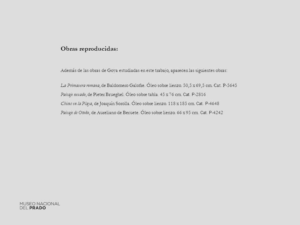 Obras reproducidas: Además de las obras de Goya estudiadas en este trabajo, aparecen las siguientes obras:
