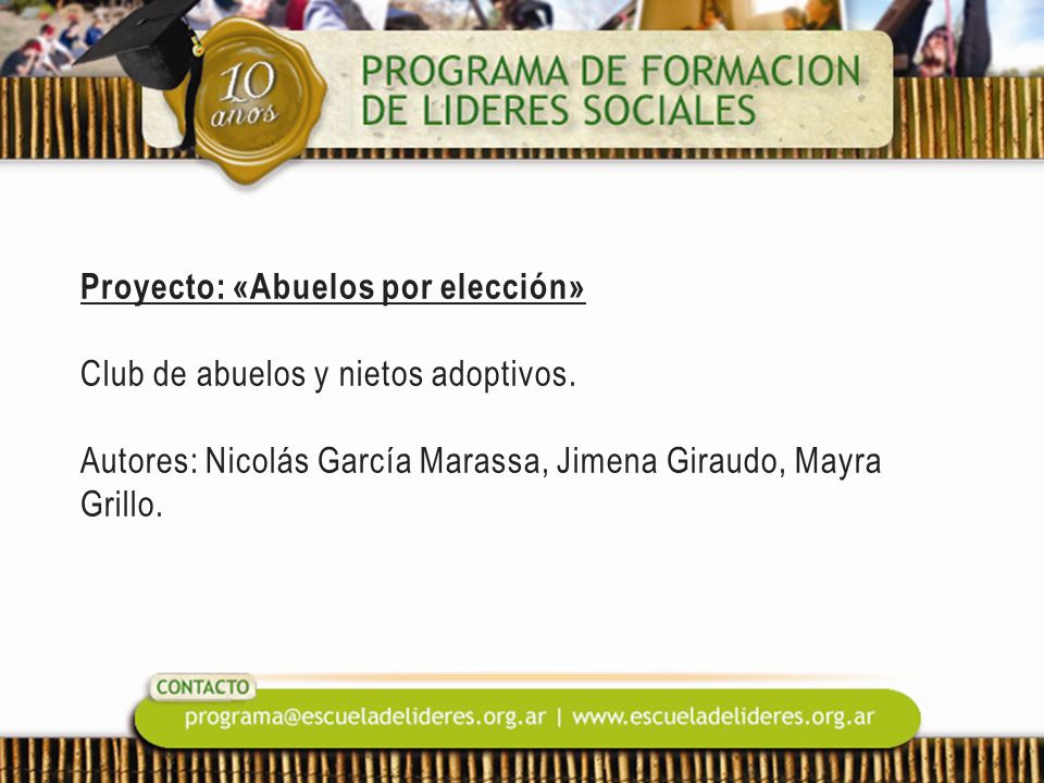 Proyecto: «Abuelos por elección» Club de abuelos y nietos adoptivos