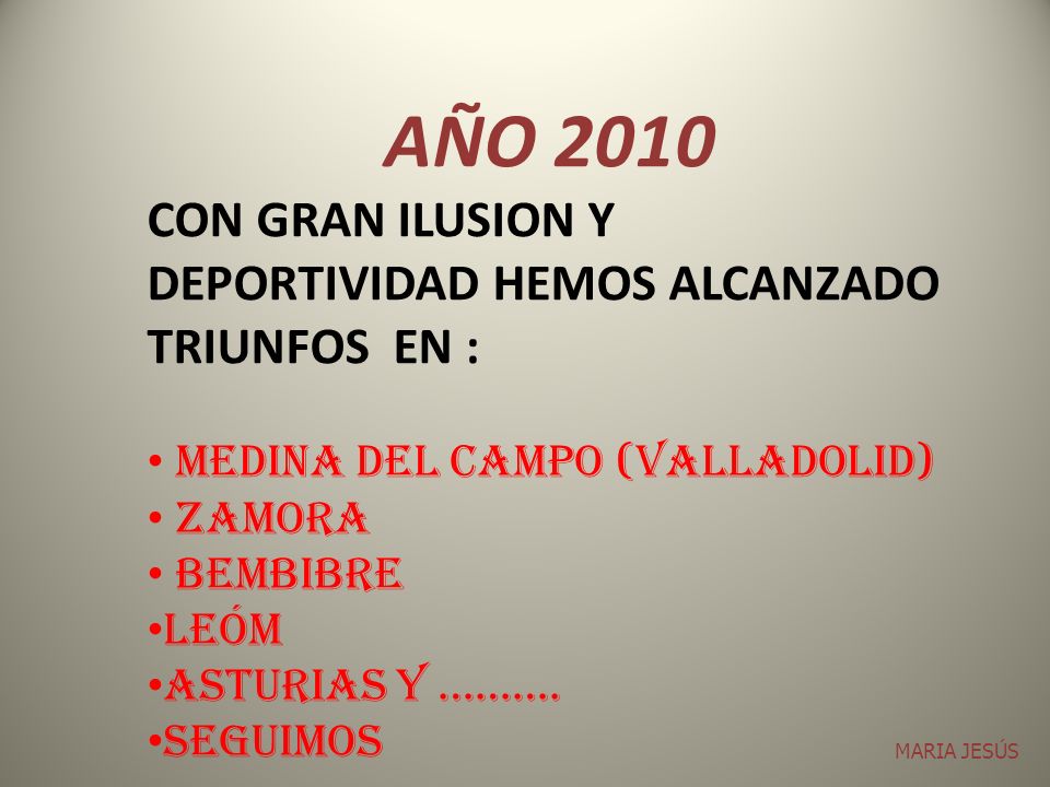 AÑO 2010 CON GRAN ILUSION Y DEPORTIVIDAD HEMOS ALCANZADO TRIUNFOS EN :