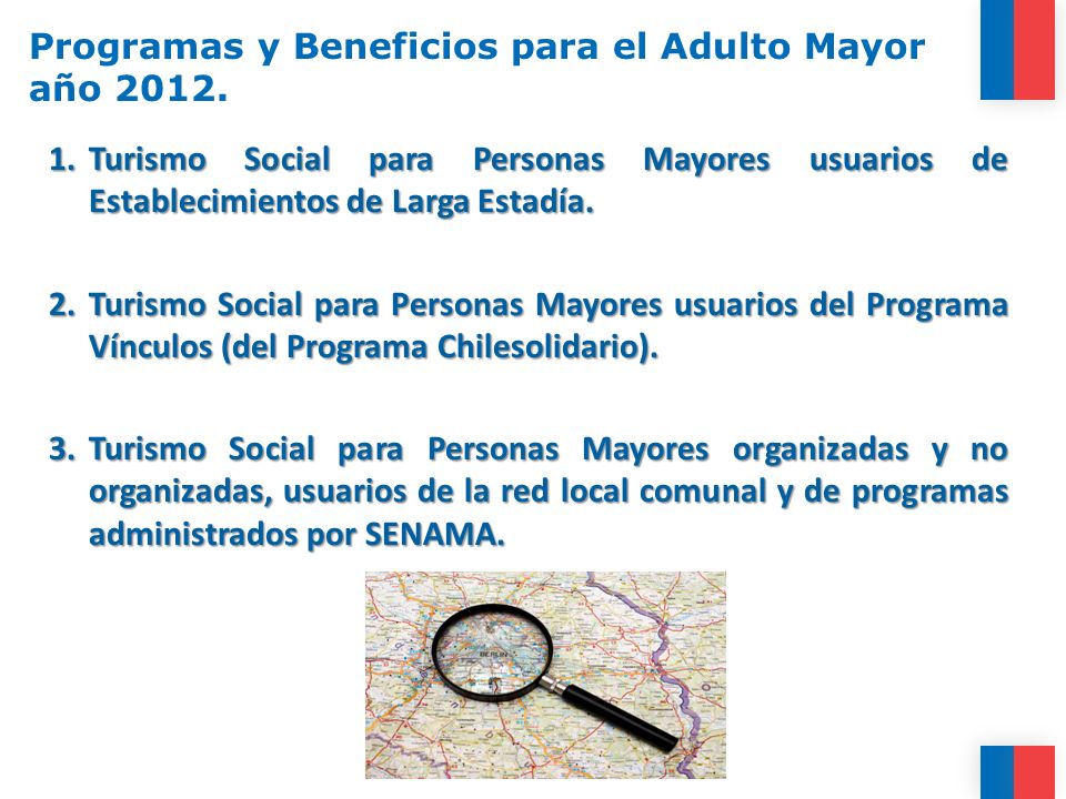Programas y Beneficios para el Adulto Mayor año 2012.