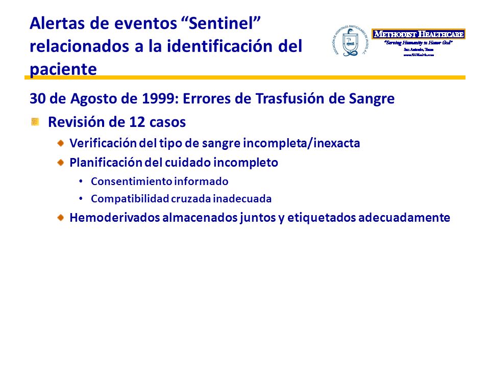 Alertas de eventos Sentinel relacionados a la identificación del paciente