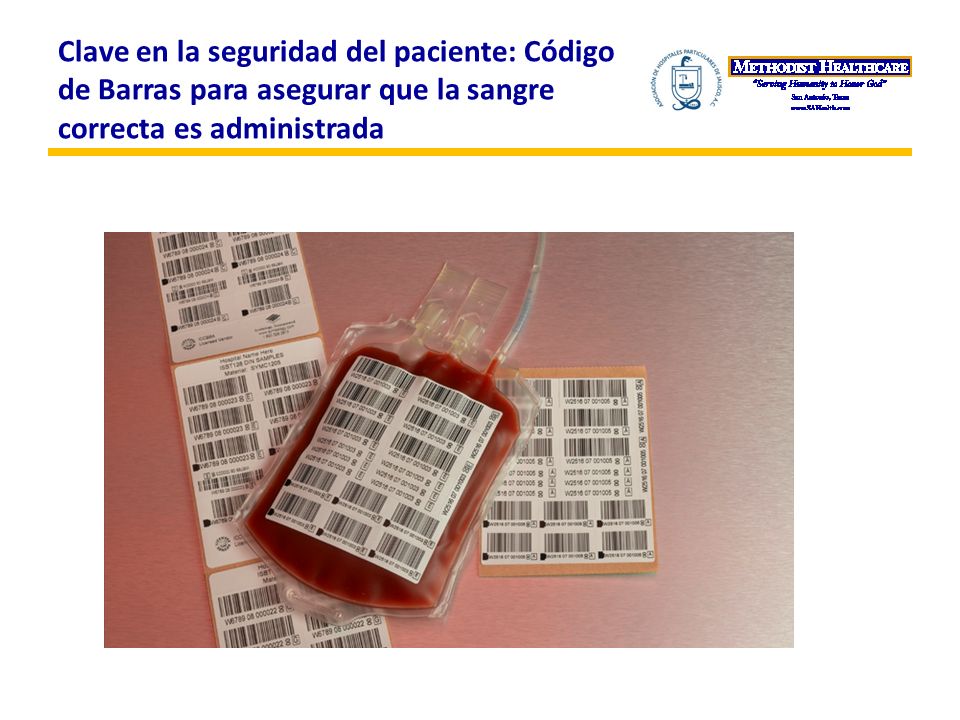Clave en la seguridad del paciente: Código de Barras para asegurar que la sangre correcta es administrada