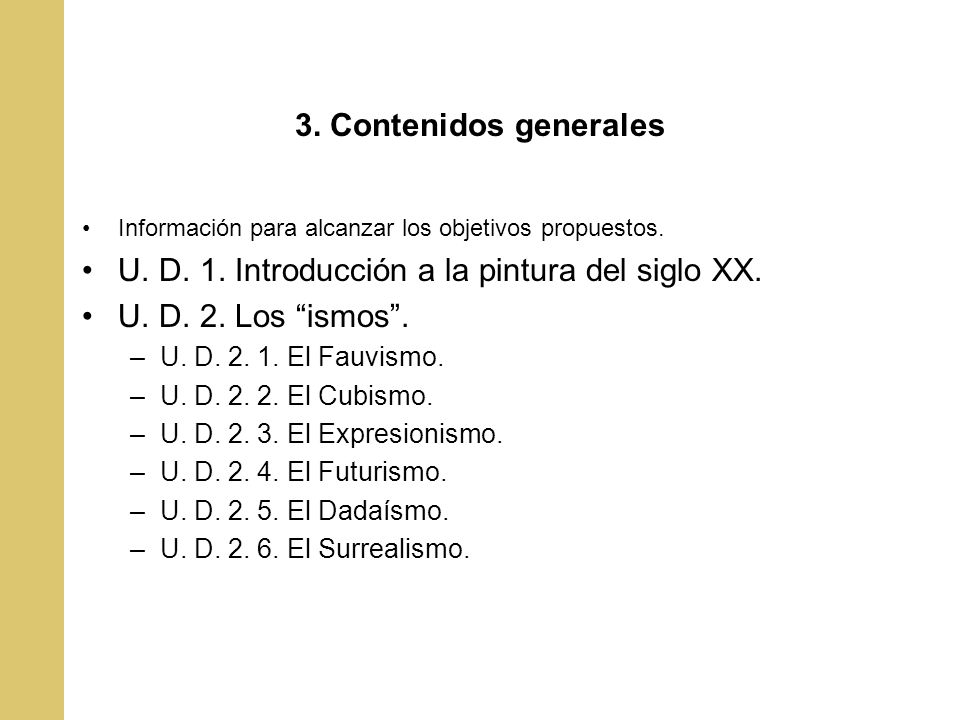 U. D. 1. Introducción a la pintura del siglo XX. U. D. 2. Los ismos .