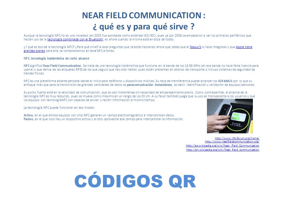 NEAR FIELD COMMUNICATION : ¿ qué es y para qué sirve