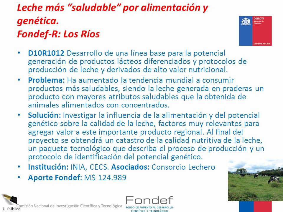 Leche más saludable por alimentación y genética. Fondef-R: Los Ríos