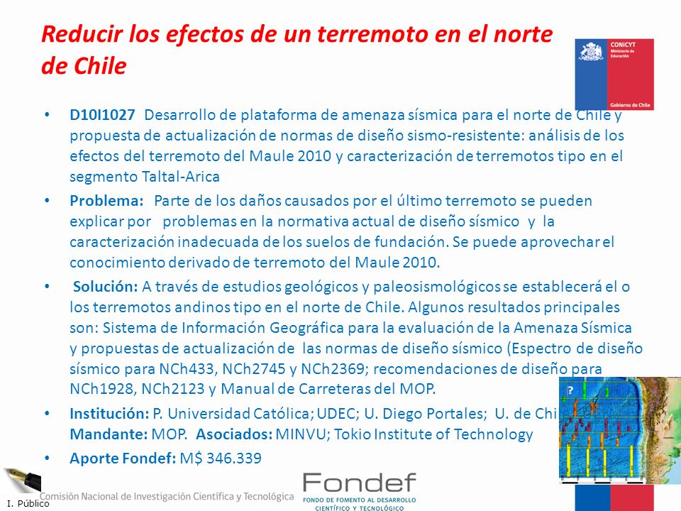 Reducir los efectos de un terremoto en el norte de Chile