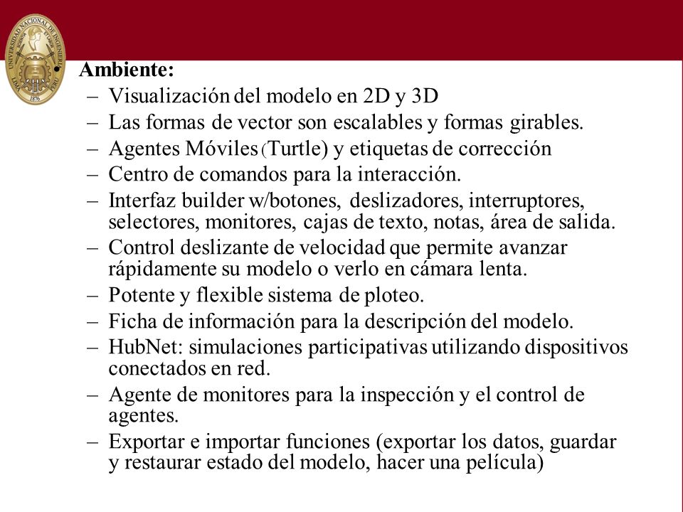 Ambiente: Visualización del modelo en 2D y 3D. Las formas de vector son escalables y formas girables.