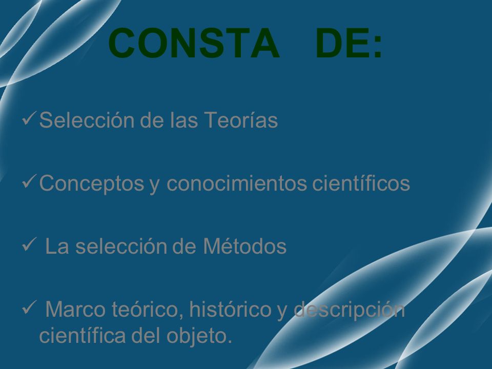 CONSTA DE: Selección de las Teorías