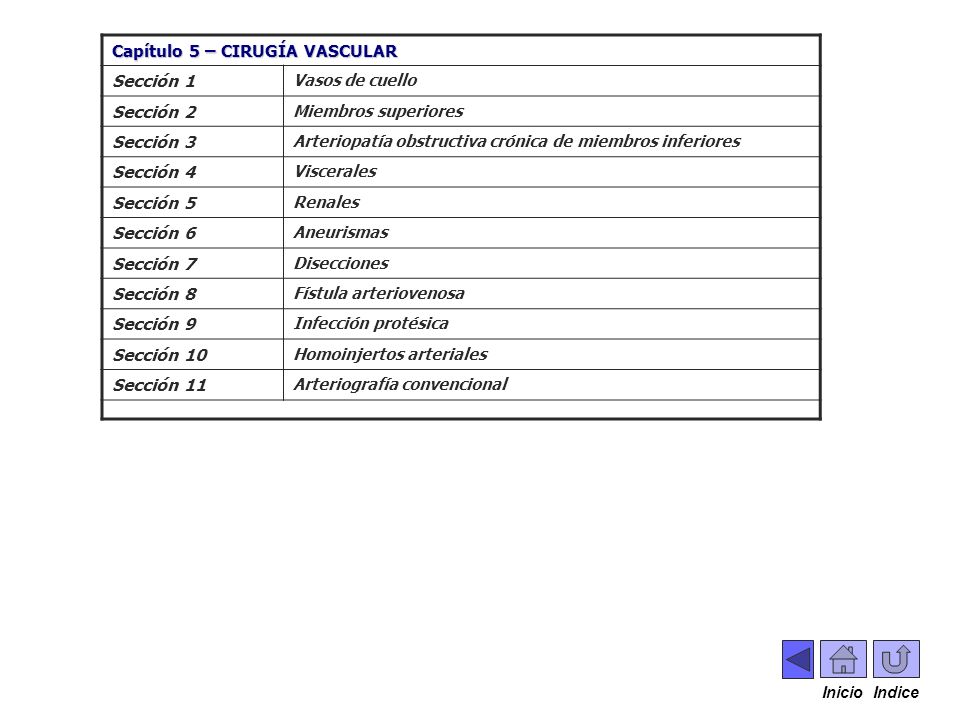 . Capítulo 5 – CIRUGÍA VASCULAR Sección 1 Sección 2 Sección 3