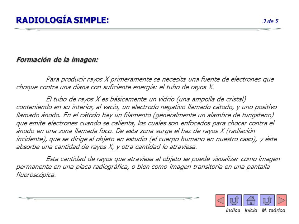 RADIOLOGÍA SIMPLE: 3 de 5 Formación de la imagen: