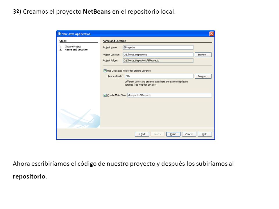 3º) Creamos el proyecto NetBeans en el repositorio local.