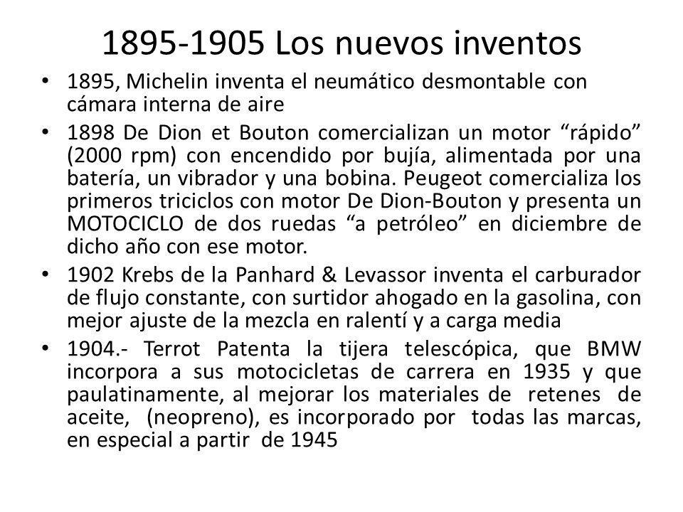 Los nuevos inventos 1895, Michelin inventa el neumático desmontable con cámara interna de aire.
