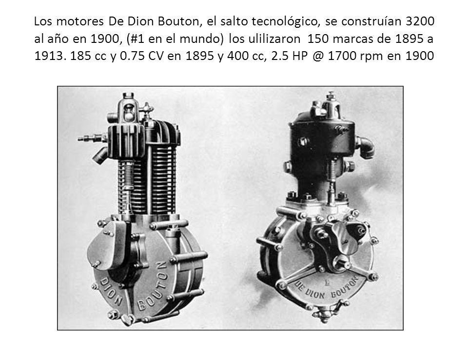 Los motores De Dion Bouton, el salto tecnológico, se construían 3200 al año en 1900, (#1 en el mundo) los ulilizaron 150 marcas de 1895 a 1913.