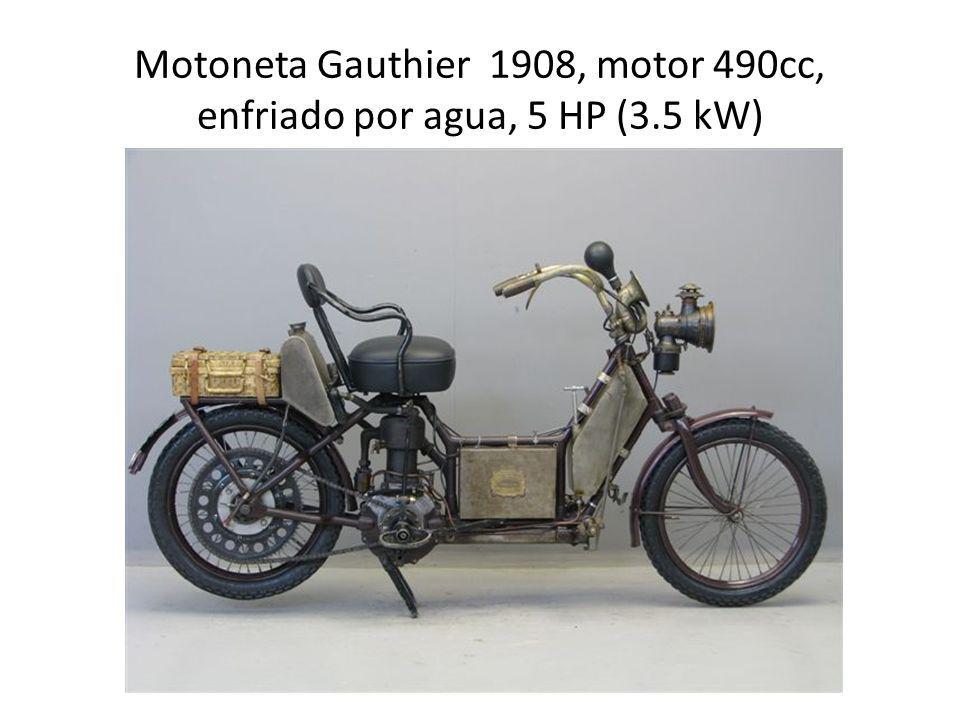 Motoneta Gauthier 1908, motor 490cc, enfriado por agua, 5 HP (3.5 kW)