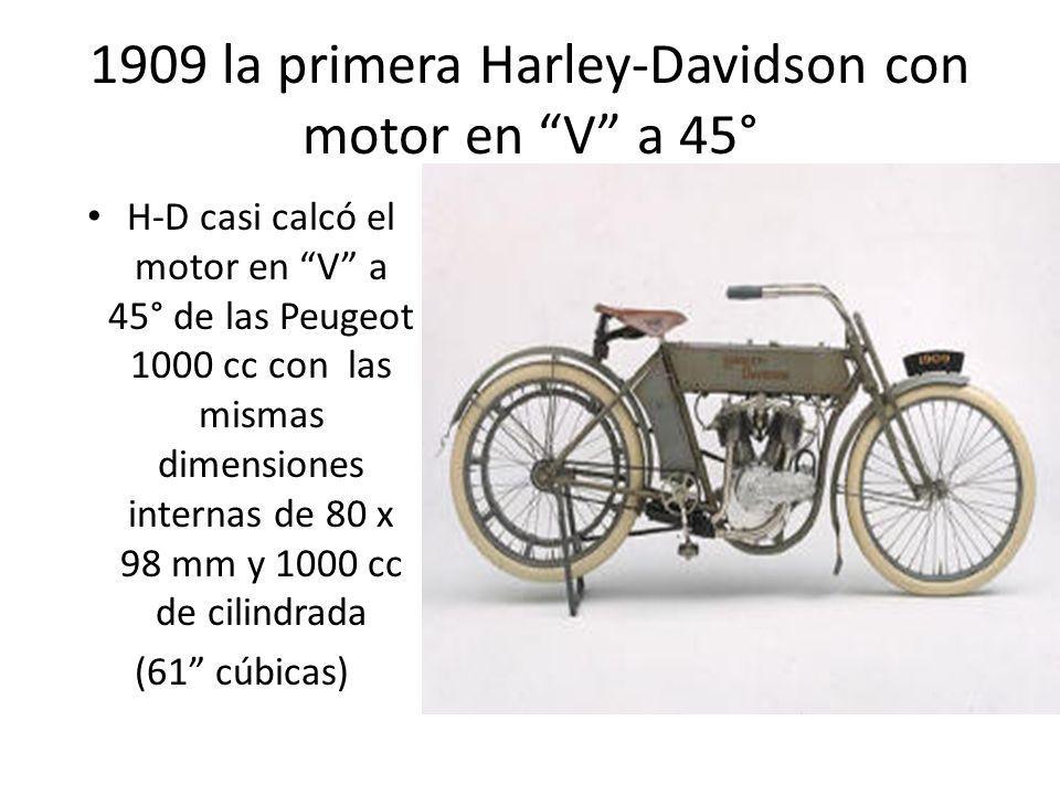 1909 la primera Harley-Davidson con motor en V a 45°