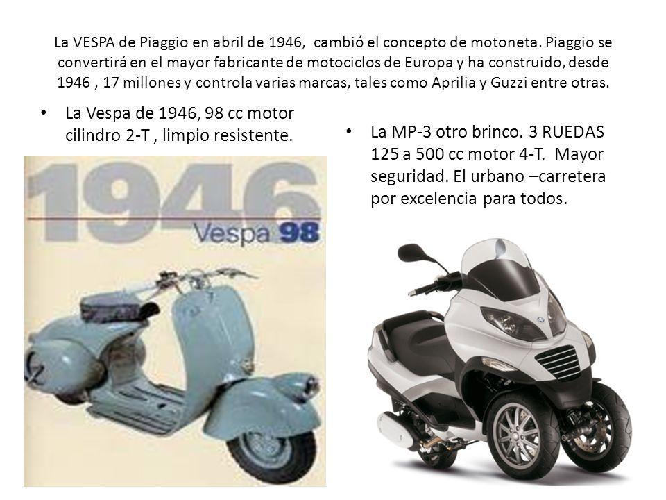 La Vespa de 1946, 98 cc motor cilindro 2-T , limpio resistente.