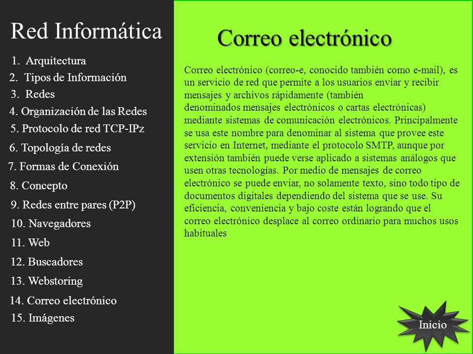 Red Informática Correo electrónico 1. Arquitectura