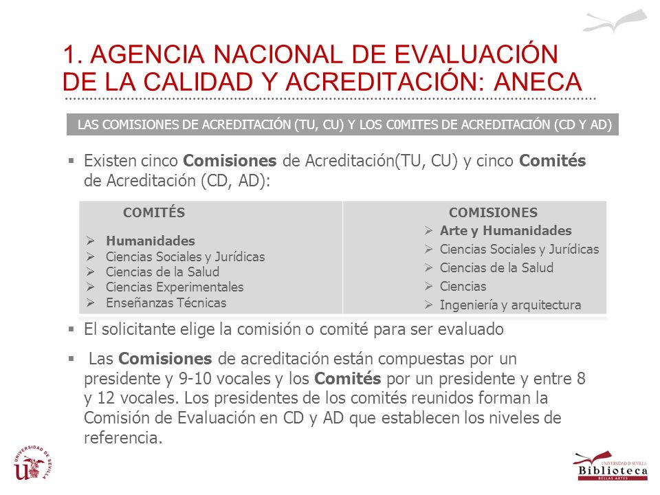 1. AGENCIA NACIONAL DE EVALUACIÓN DE LA CALIDAD Y ACREDITACIÓN: ANECA