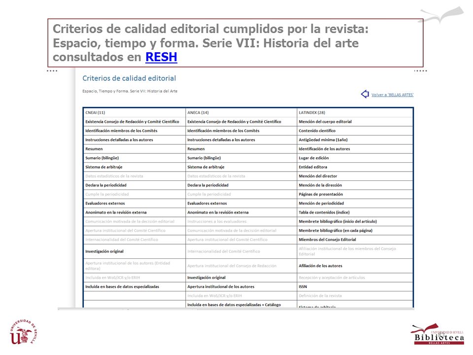 Criterios de calidad editorial cumplidos por la revista: