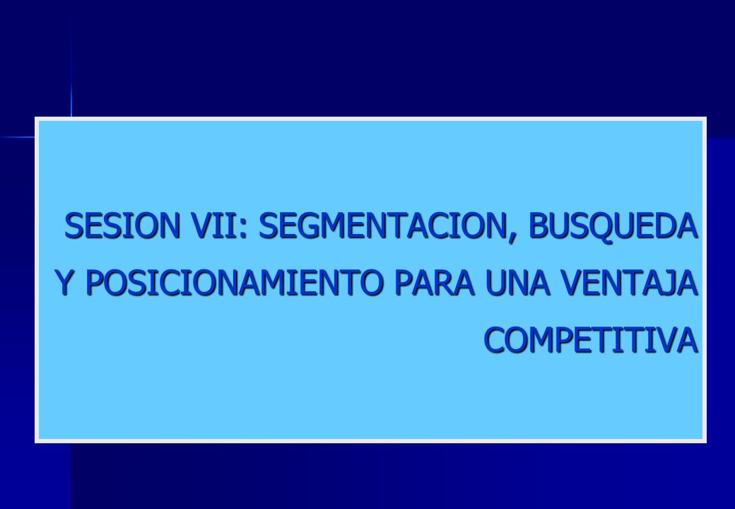 SESION VII: SEGMENTACION, BUSQUEDA Y POSICIONAMIENTO PARA UNA VENTAJA COMPETITIVA
