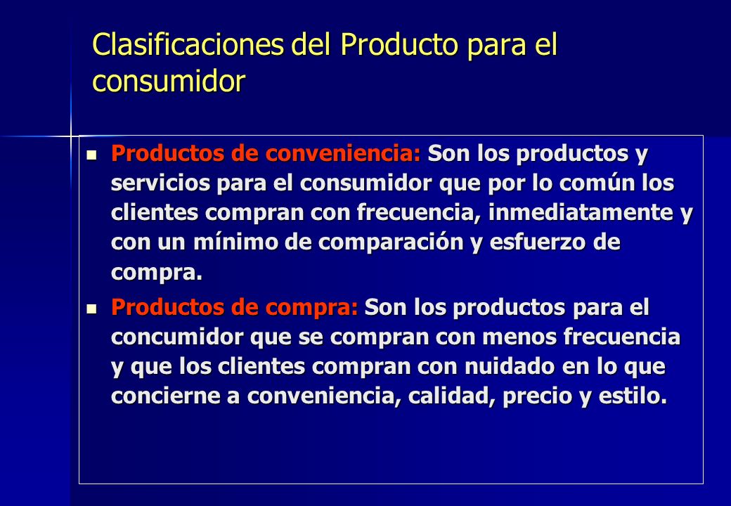 Clasificaciones del Producto para el consumidor