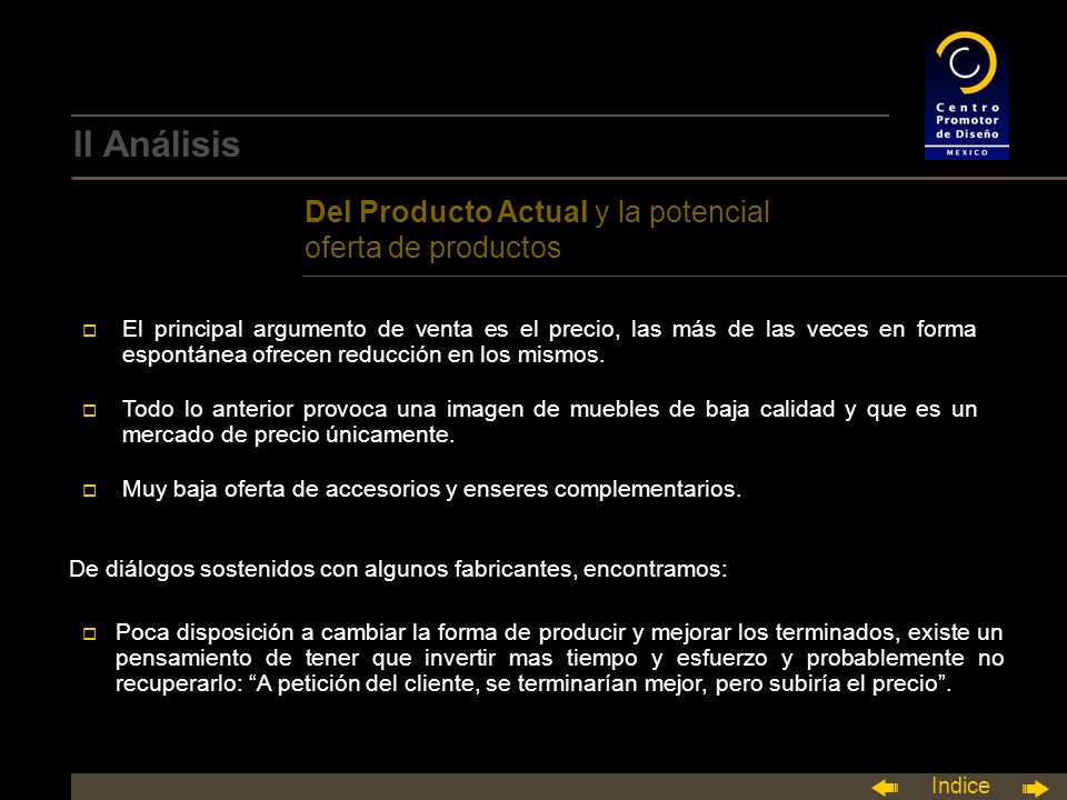 II Análisis Del Producto Actual y la potencial oferta de productos