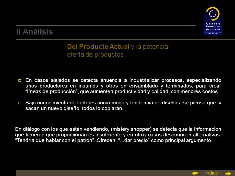 II Análisis Del Producto Actual y la potencial oferta de productos
