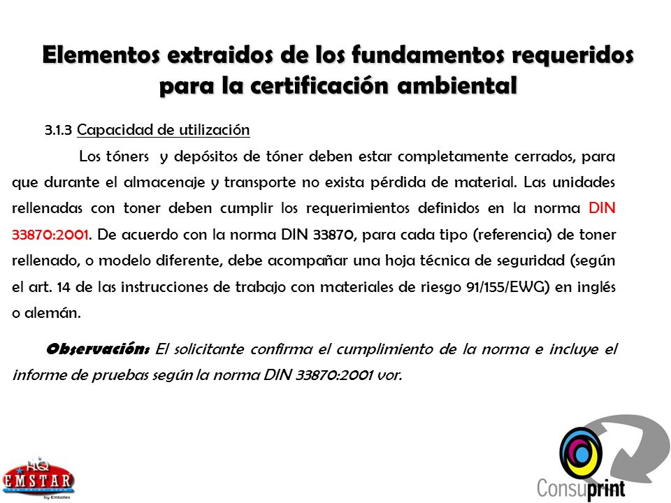 Elementos extraidos de los fundamentos requeridos para la certificación ambiental