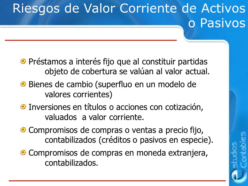 Riesgos de Valor Corriente de Activos o Pasivos