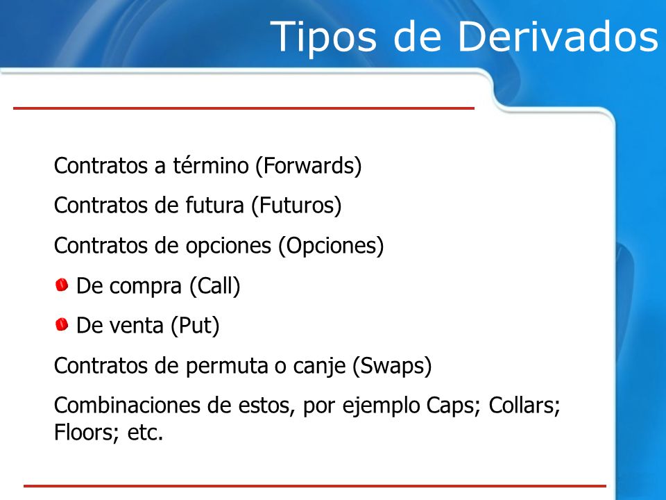 Tipos de Derivados Contratos a término (Forwards)