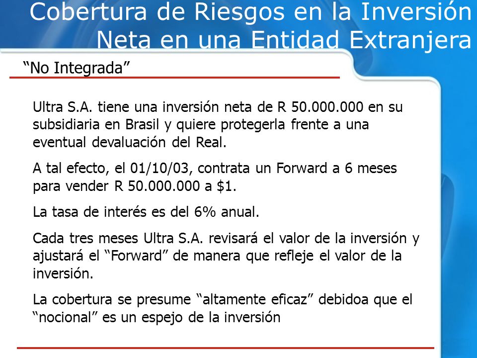 Cobertura de Riesgos en la Inversión Neta en una Entidad Extranjera
