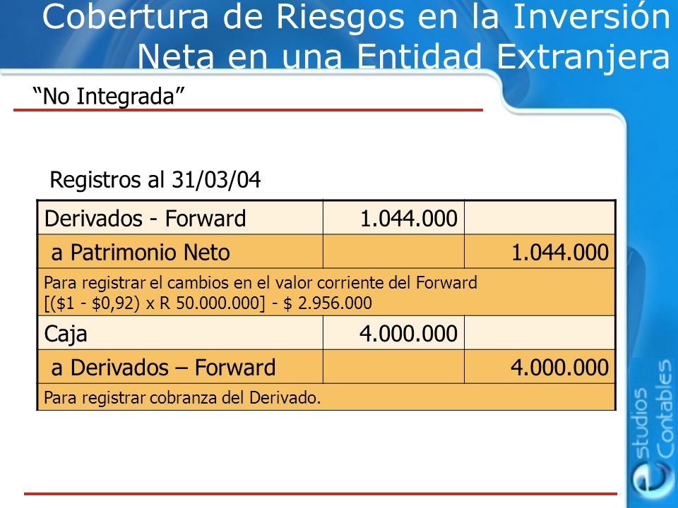 Cobertura de Riesgos en la Inversión Neta en una Entidad Extranjera