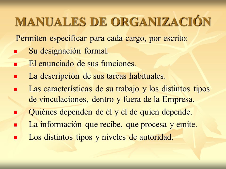 MANUALES DE ORGANIZACIÓN