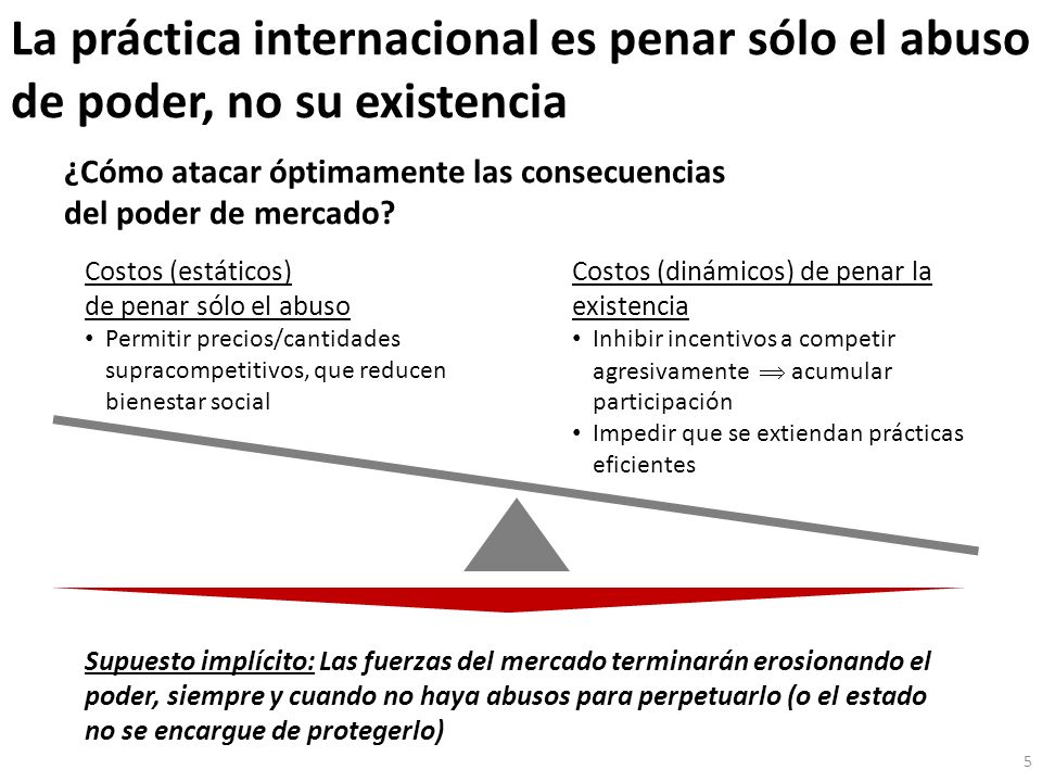 La práctica internacional es penar sólo el abuso de poder, no su existencia