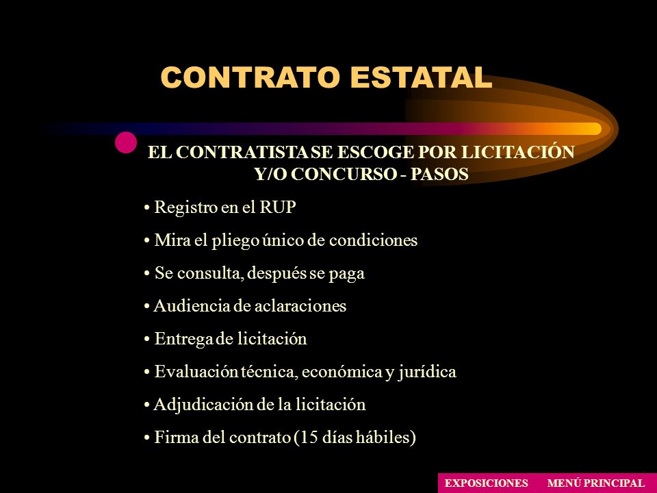 EL CONTRATISTA SE ESCOGE POR LICITACIÓN Y/O CONCURSO - PASOS