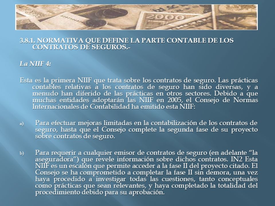 NORMATIVA QUE DEFINE LA PARTE CONTABLE DE LOS CONTRATOS DE SEGUROS.-