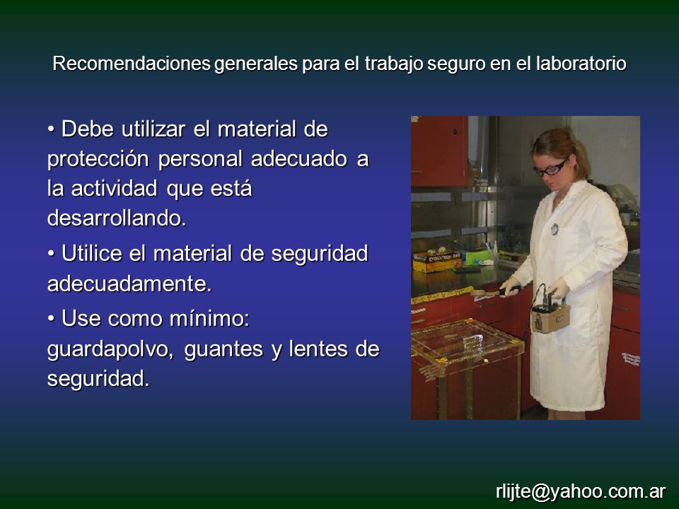 Recomendaciones generales para el trabajo seguro en el laboratorio