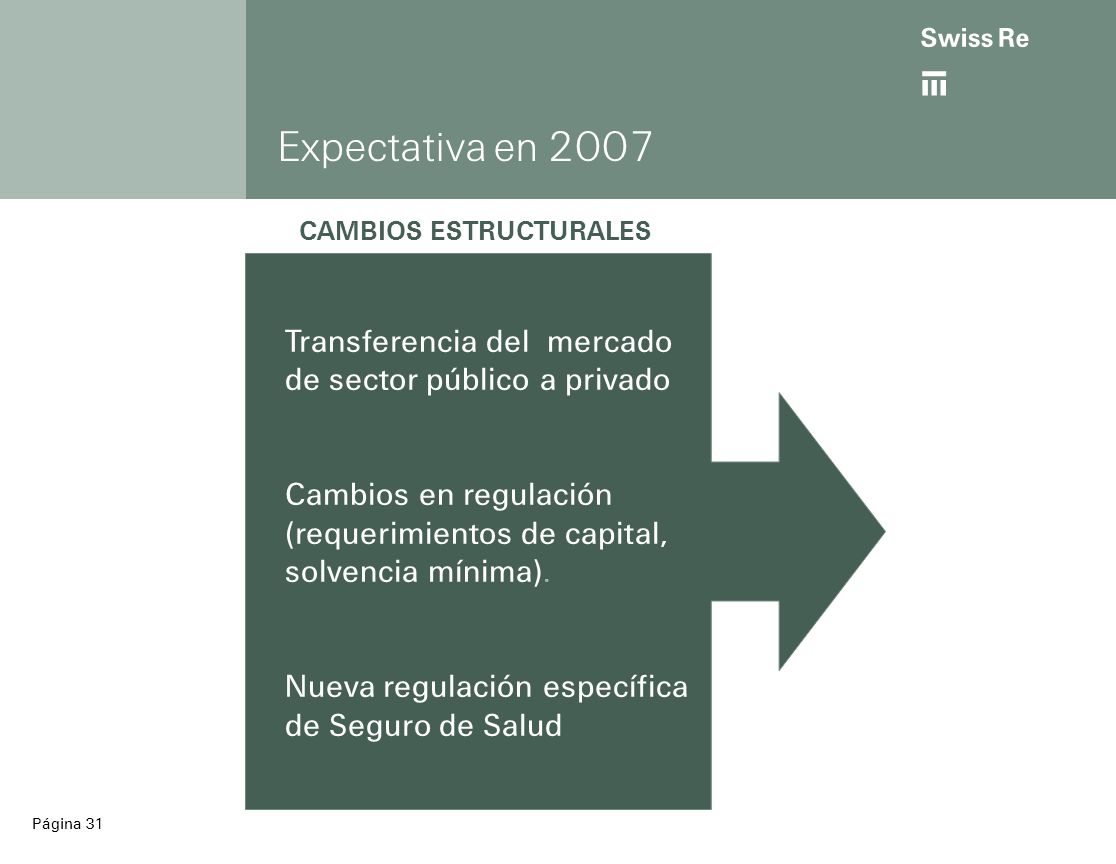 Expectativa en 2007 CAMBIOS ESTRUCTURALES. Transferencia del mercado de sector público a privado.