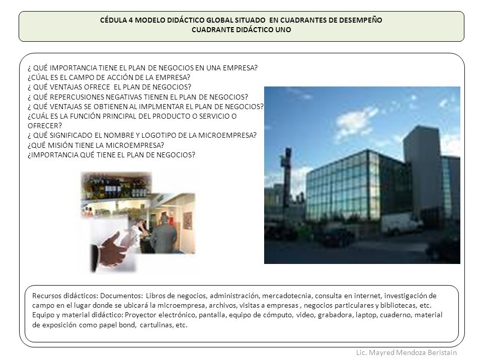 CÉDULA 4 MODELO DIDÁCTICO GLOBAL SITUADO EN CUADRANTES DE DESEMPEÑO