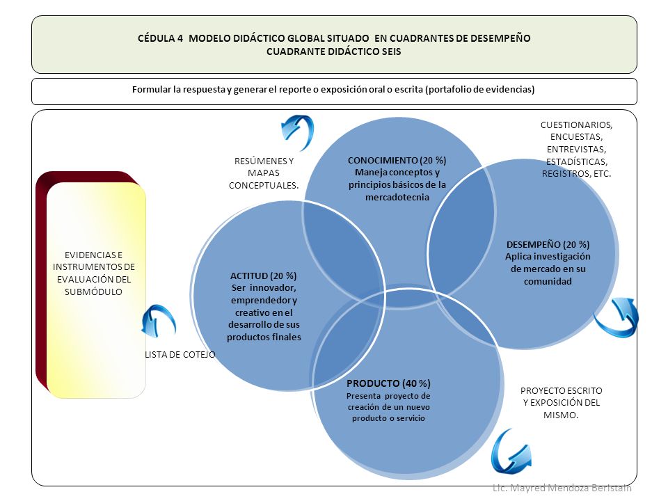 CÉDULA 4 MODELO DIDÁCTICO GLOBAL SITUADO EN CUADRANTES DE DESEMPEÑO