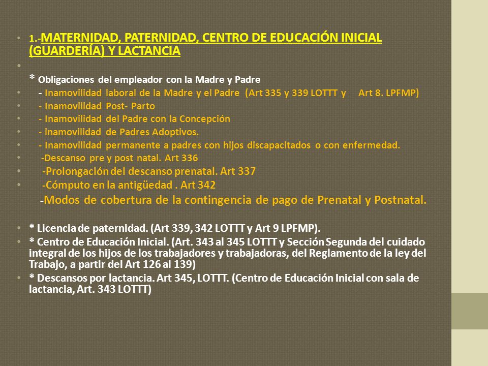 * Obligaciones del empleador con la Madre y Padre
