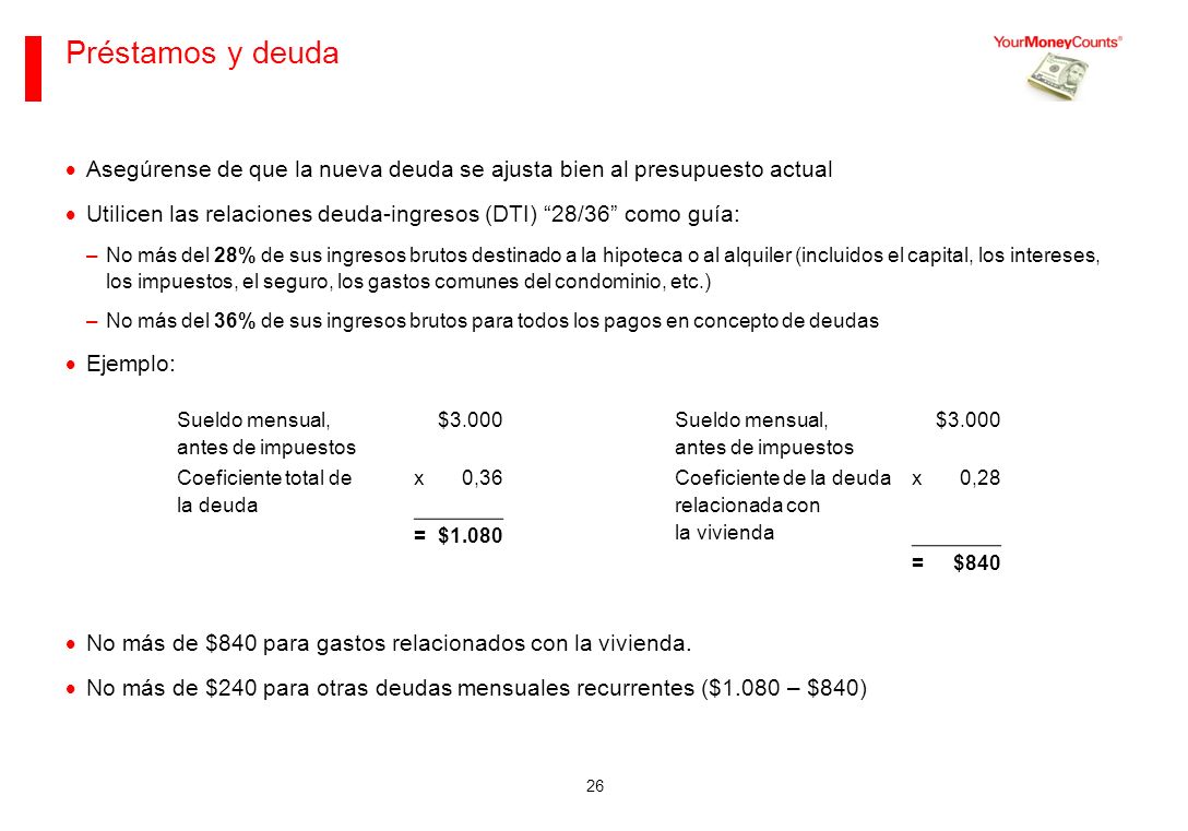Sus bases financieras Junio de Préstamos y deuda. Asegúrense de que la nueva deuda se ajusta bien al presupuesto actual.