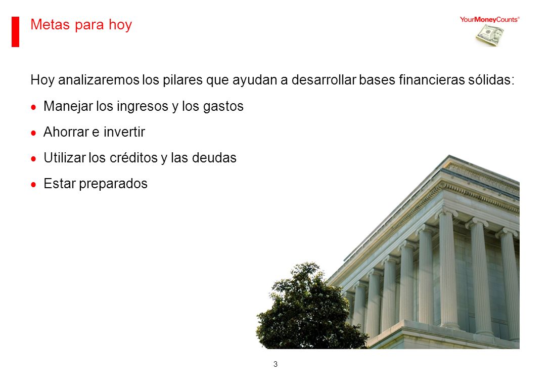 Sus bases financieras Junio de Metas para hoy. Hoy analizaremos los pilares que ayudan a desarrollar bases financieras sólidas: