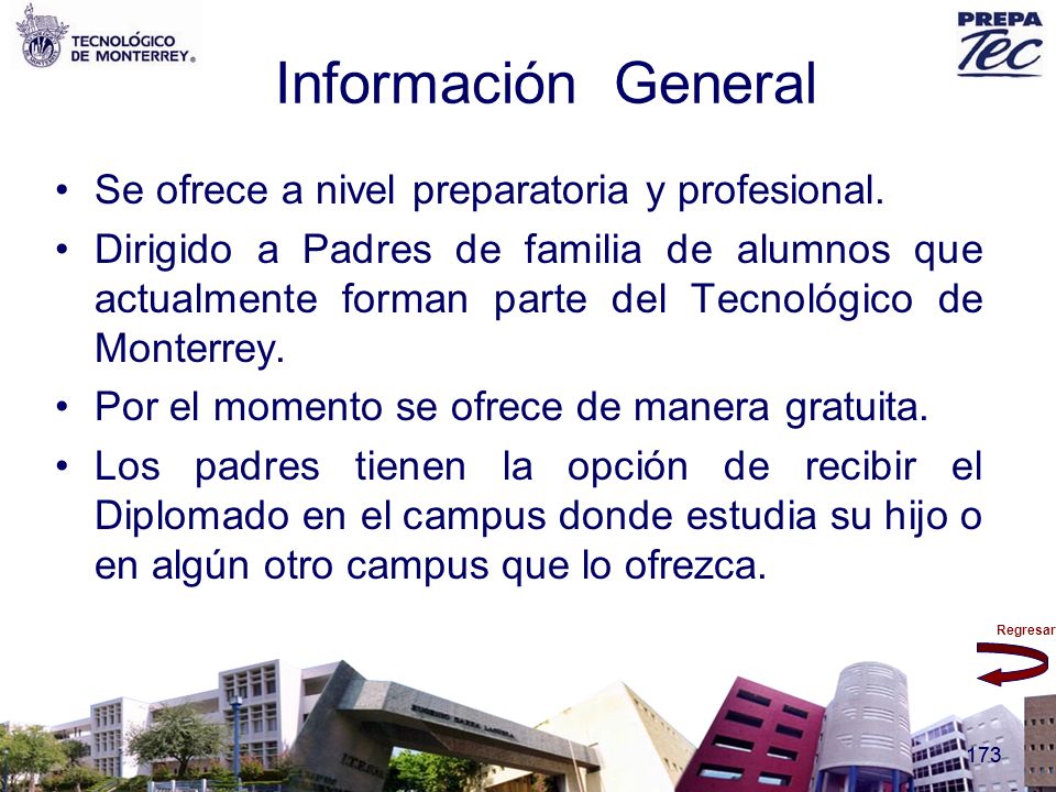 Información General Se ofrece a nivel preparatoria y profesional.