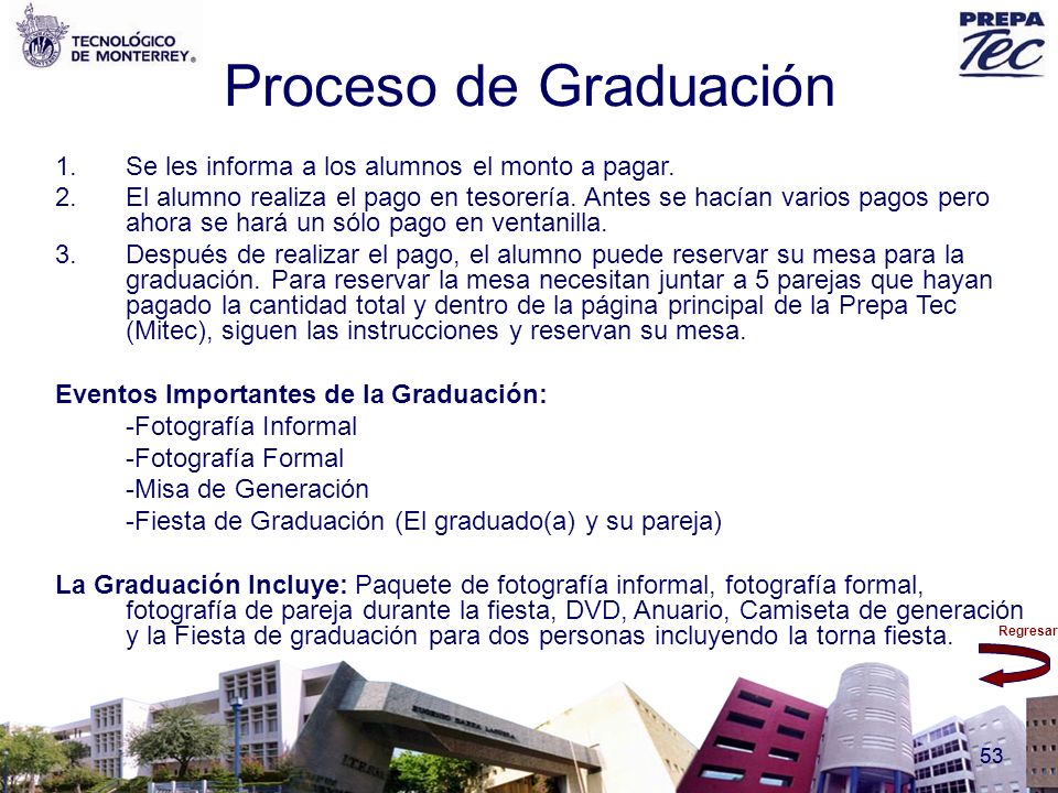 Proceso de Graduación Se les informa a los alumnos el monto a pagar.