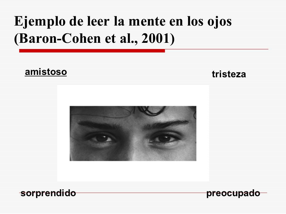 Ejemplo de leer la mente en los ojos (Baron-Cohen et al., 2001)