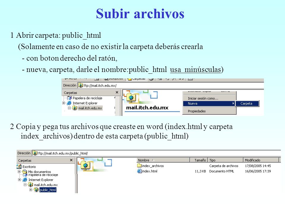Subir archivos 1 Abrir carpeta: public_html