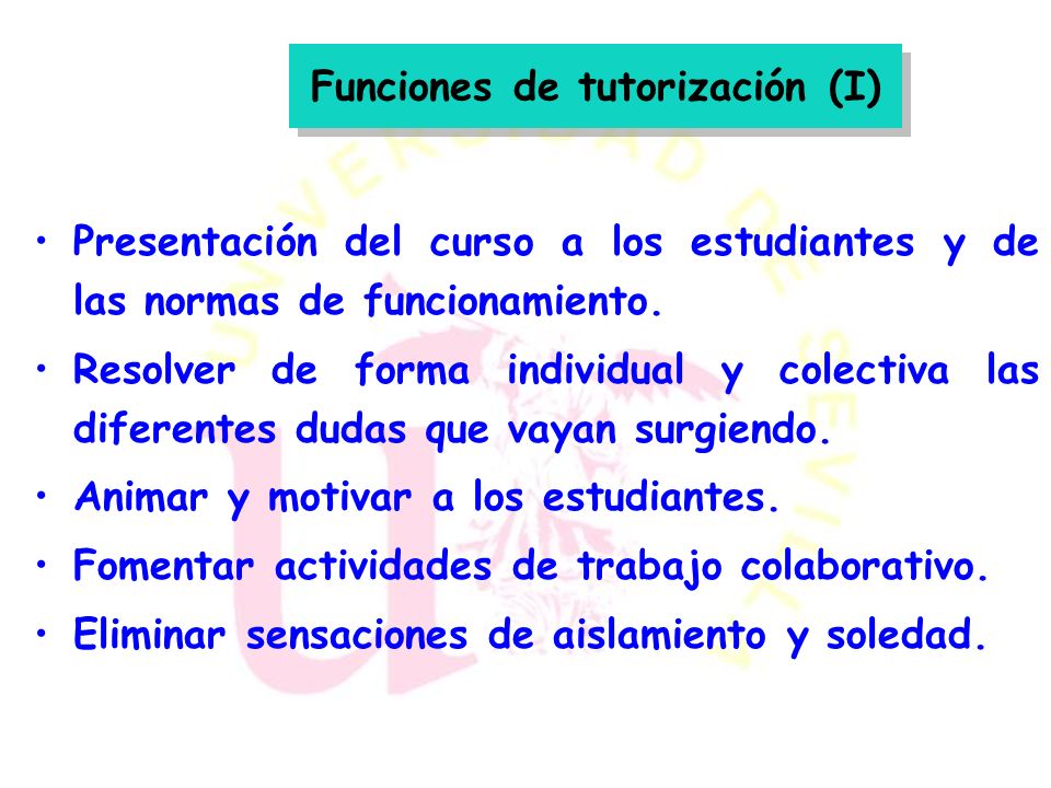 Funciones de tutorización (I)