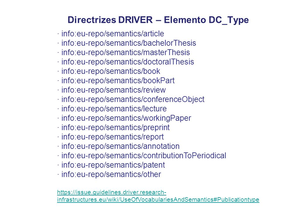Directrizes DRIVER – Elemento DC_Type